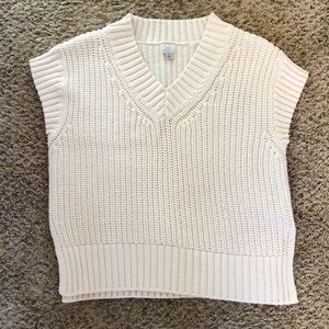 Chunky Cream V Neck Pullover Sweater Vest